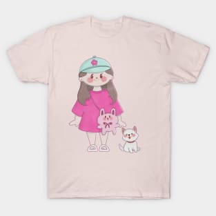 Cute little girl with a dog T-Shirt